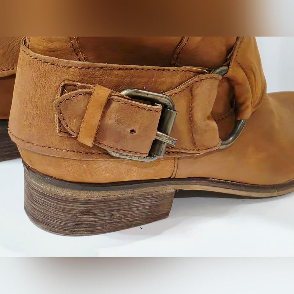 Steve Madden BANKKER Brown Suede Fabric Boot Tall Pull-On Riding Buckle 10 M New - Picture 10 of 16